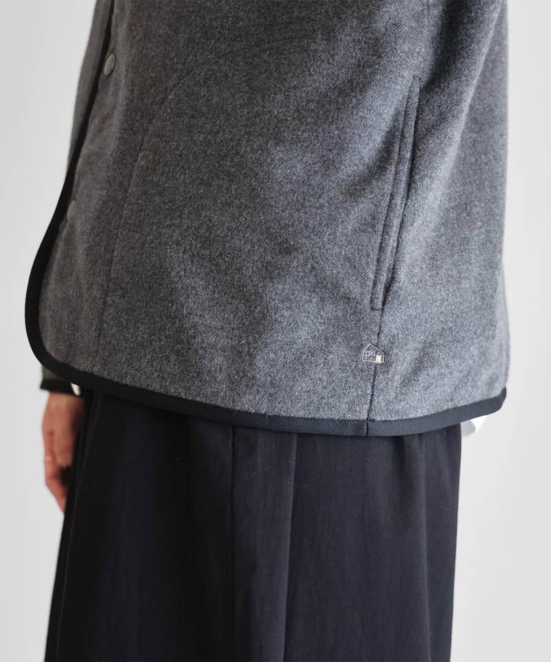 希少 HUIS. 313 ヤクウール綾ネル パイピング ブルゾン HUIS.】313 ヤクウール綾ネルパイピングブルゾン（ライトグレー