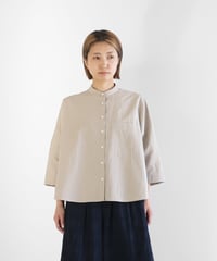 HUIS |ギザコットンヘンプバンドカラーブラウス