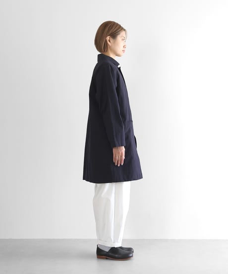 HUIS |【暮らしのおへそ一田さん×HUISコラボ】おへそステンカラーコート （ダークネイビー）【ユニセックス】316