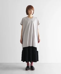 HUIS |［HUIS in house］綿麻天竺半袖Vネックワンピース（シルバーグレー）【レディス】CS303