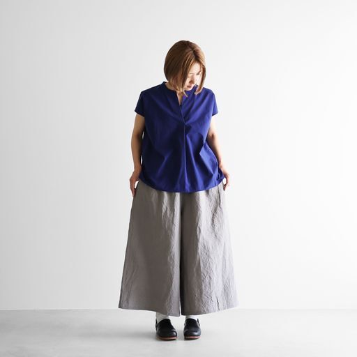 し*ず様 huis 遠州織物　バンブーリネンスカートパンツ505 HUIS | バンブーリネンスカートパンツ（ライトグレー）【レディス】505
