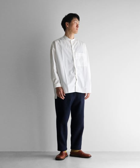 “HUIS×尾州”縮絨ウールフランネルイージーワークパンツ（ダークネイビー）【ユニセックス】507