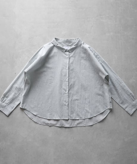 HUIS |【限定】なめらかコットンワイドブラウス（グリーンストライプ）【レディス】U102