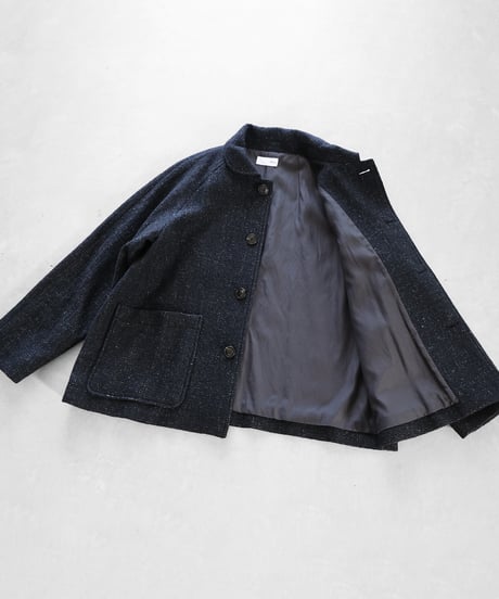 HUIS | “HUIS×尾州”縮絨リネンウールショートコート（ブラック）【ユニセックス】319