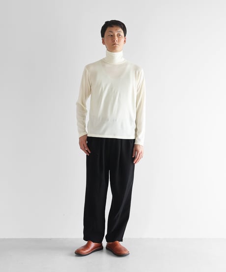 HUIS |［HUIS in house］メリノオプティモウォッシャブルウール天竺長袖タートルネックカットソー（アイボリー）【ユニセックス】CS203