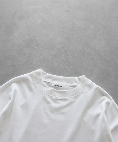HUIS |［HUIS in house］SUVIN COTTON5分袖リブカットソー（白）【レディス】CS106
