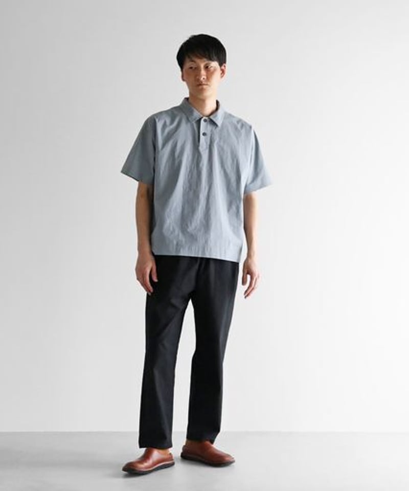 HUIS | オーガニックコットン半袖ポロシャツ（ブルーグレー