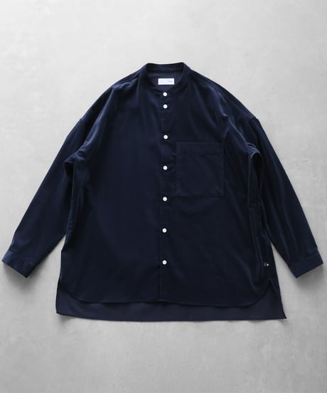 HUIS |みじんコールバンドカラーオーバーシャツ（ダークネイビー）【ユニセックス】015