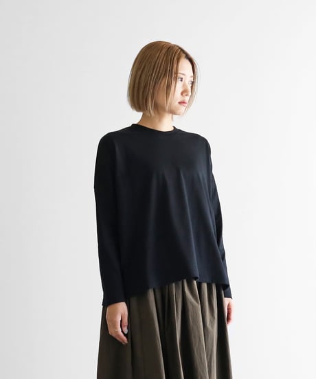 HUIS |［HUIS in house］SUVIN COTTON長袖スクエアワイドカットソー（ブラック）【レディス】CS208