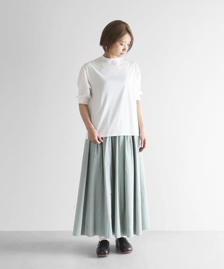 HUIS |［HUIS in house］SUVIN COTTON5分袖リブカットソー（白）【レディス】CS106