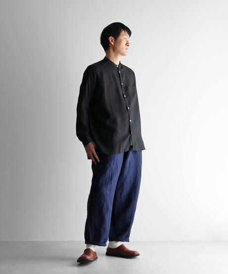 HUIS |バンブーリネンバルーンパンツロング（ネイビー）【ユニセックス】506L