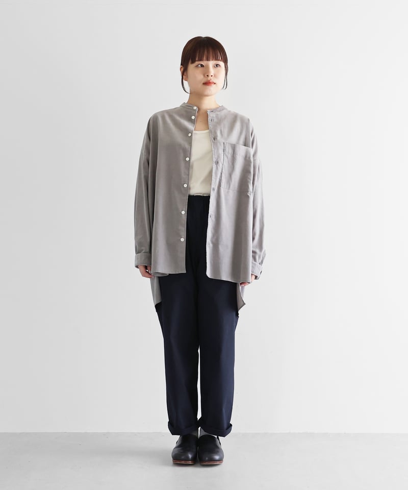 HUIS | みじんコールバンドカラーオーバーシャツ（アッシュグレー