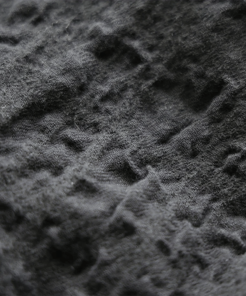 HUIS | “HUIS×尾州”縮絨綿ウールガーゼロングスカート（ブラック