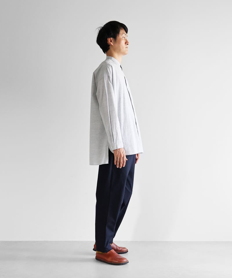 HUIS |コードレーンバンドカラーオーバーシャツ（トップ糸グレー