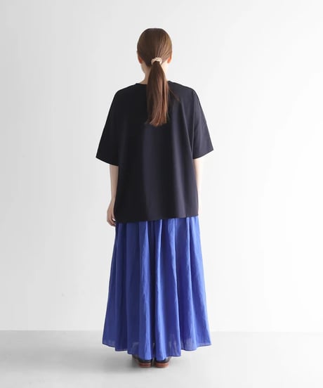 HUIS |［HUIS in house］SUVIN COTTON半袖スクエアワイドカットソーHF（ダークネイビー）【レディス】CS208HF