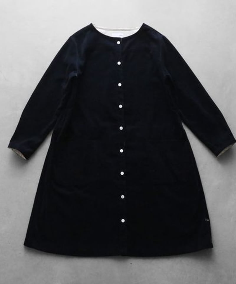 HUIS | シャトルコーデュロイワンピース（細畝・ダークネイビー
