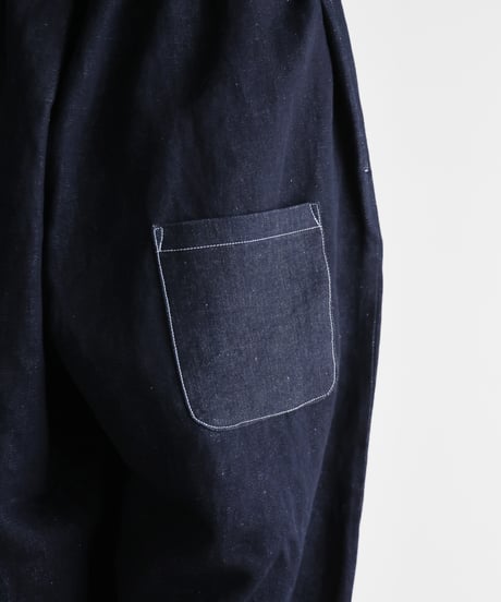 HUIS | “HUIS×三備”綿麻シャトルデニムバルーンパンツ（インディゴ）【ユニセックス】506
