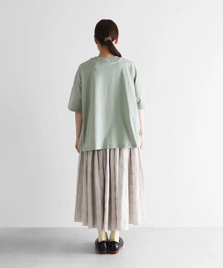 HUIS |［HUIS in house］SUVIN COTTON半袖スクエアワイドカットソーHF（ジェラートグリーン）【レディス】CS208HF