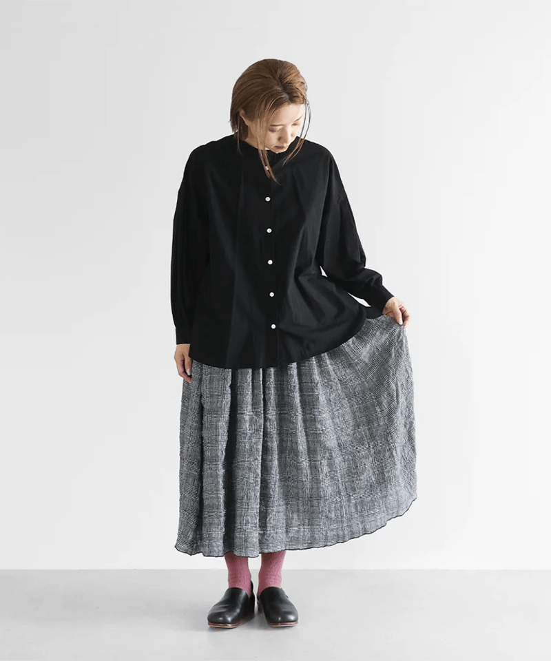 HUIS | “HUIS×尾州”縮絨綿ウールガーゼロングスカート（グレンチェック