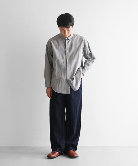 HUIS | “HUIS×三備”綿麻シャトルデニムワイドストレートワークパンツ(インディゴ)【ユニセックス】515