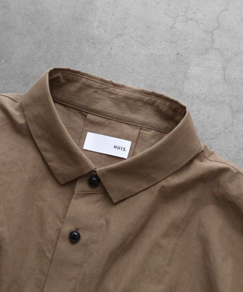 HUIS | オーガニックコットンロングシャツ（チャコールブラウン