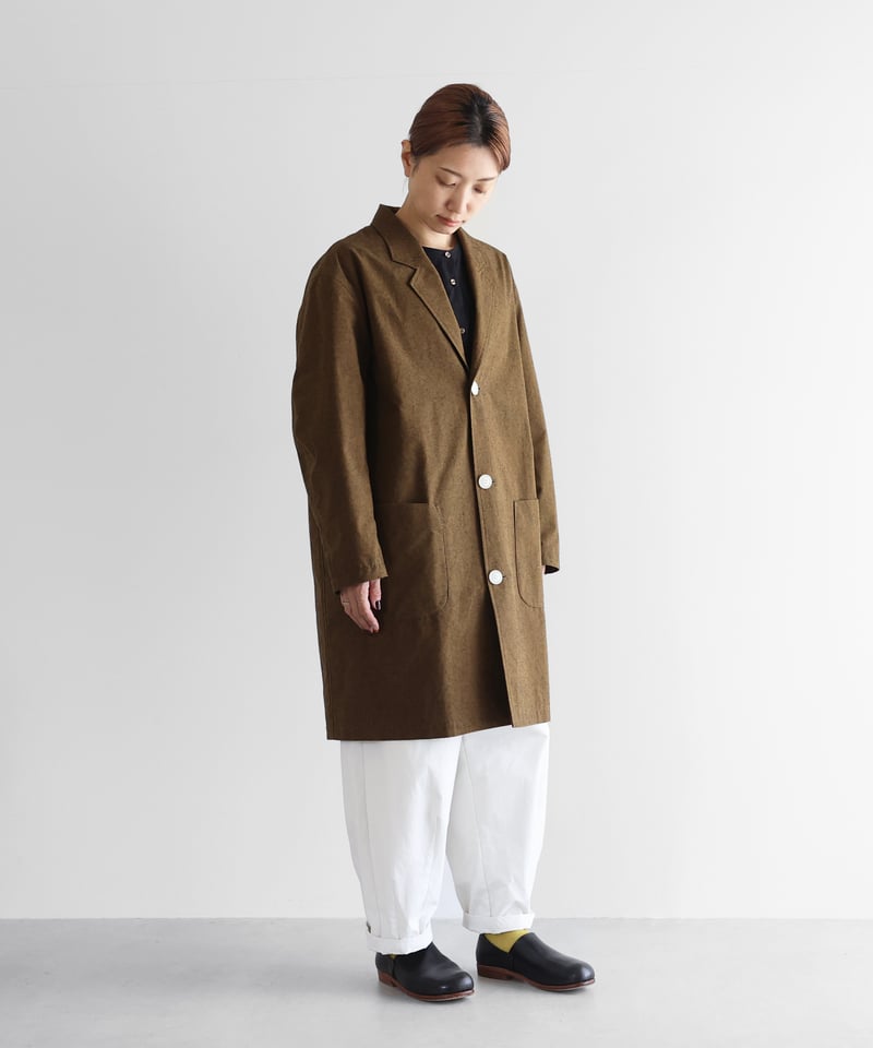 HUIS | ウォッシャブルウールコットンショップコート（キャメル