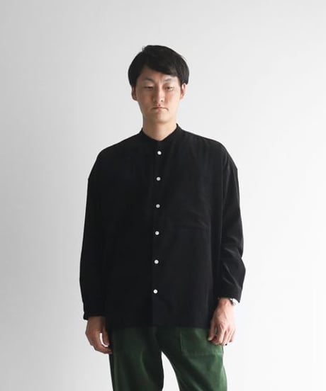 HUIS | みじんコールバンドカラーオーバーシャツ（ブラック）【ユニセックス】015