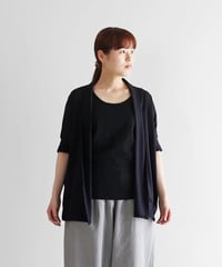 HUIS |［HUIS in house］SUVIN COTTON半袖リブカーディガンHF（ダークネイビー）【レディス】CS702