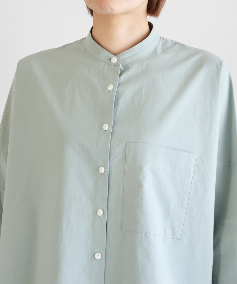 HUIS |オーガニックコットンバンドカラーブラウス（ジェラートグリーン