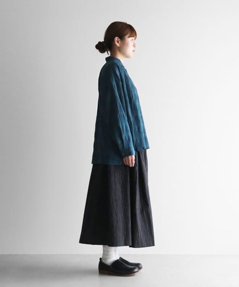 HUIS | 柄二重織シャトルジャガードワイドブラウス(ブルー HUIS | 柄二重織シャトルジャガードワイドブラウス(ブルー