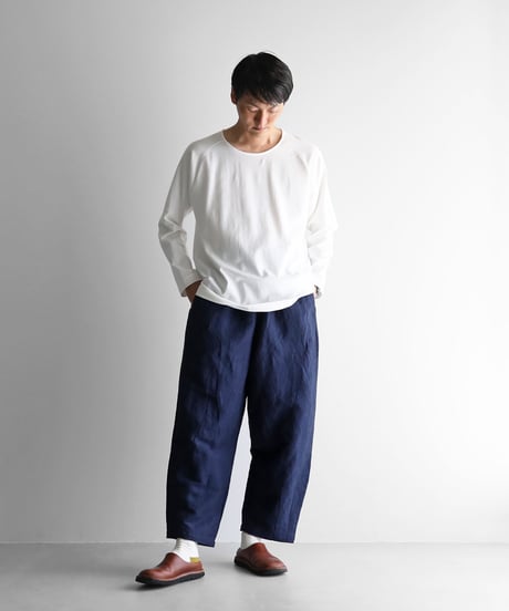 HUIS |バンブーリネンバルーンパンツロング（ネイビー）【ユニセックス】506L