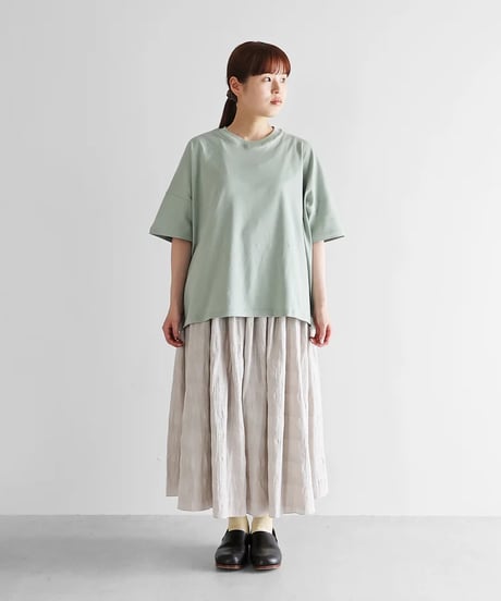 HUIS |［HUIS in house］SUVIN COTTON半袖スクエアワイドカットソーHF（ジェラートグリーン）【レディス】CS208HF