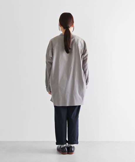 HUIS | みじんコールバンドカラーオーバーシャツ（アッシュグレー）【ユニセックス】015