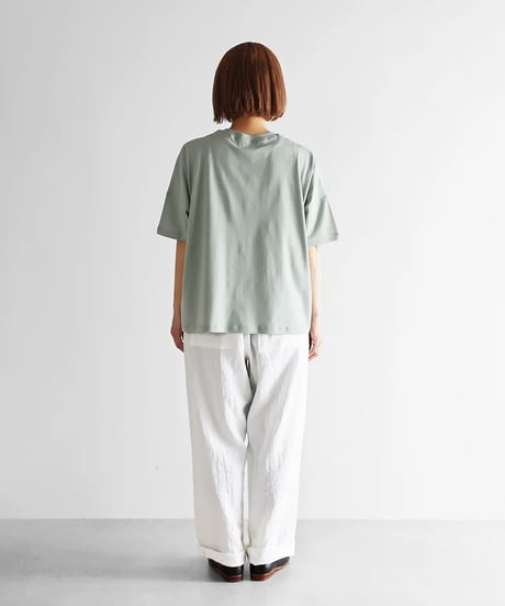 HUIS |［HUIS in house］SUVIN COTTON半袖スクエアワイドカットソーHF（ジェラートグリーン）【レディス】CS208HF