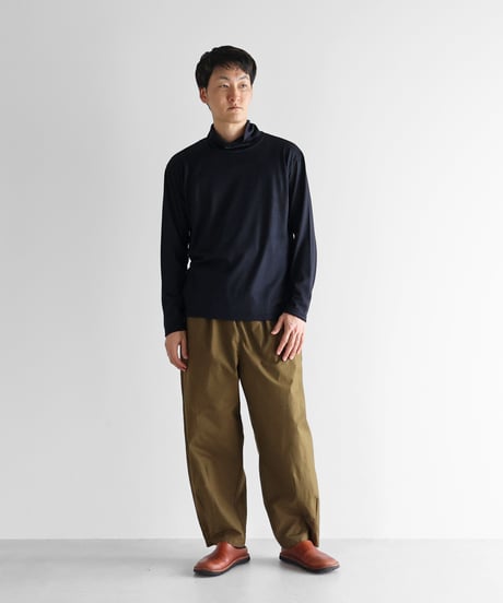 HUIS |［HUIS in house］メリノオプティモウォッシャブルウール天竺長袖ゆるタートルネックカットソー（ブラックネイビー）【ユニセックス】CS204