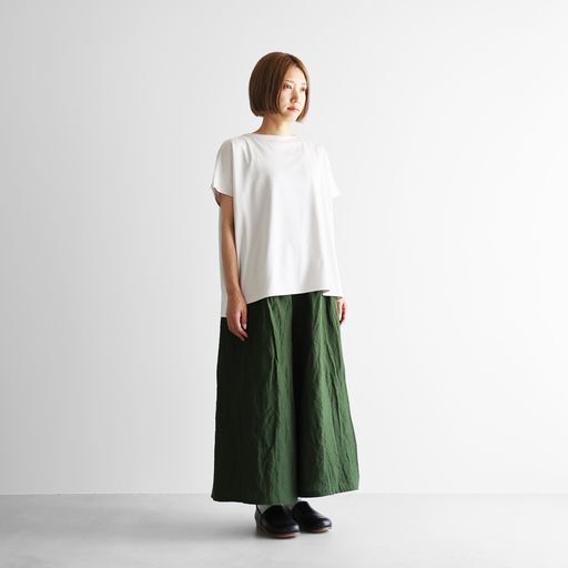 HUIS | バンブーリネンスカートパンツ（ライトグレー）505 遠州織物 HUIS | バンブーリネンスカートパンツ（ライトグレー）505 遠州織物