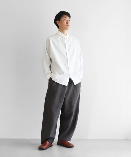 HUIS |オールドレピア天日干しラミーリネンバルーンパンツロング（チャコールグレー）【ユニセックス】506L