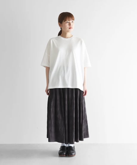 HUIS |［HUIS in house］SUVIN COTTON半袖スクエアワイドカットソーHF（白）【レディス】CS208HF