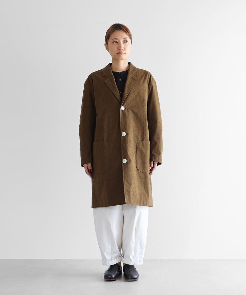 HUIS | ウォッシャブルウールコットンショップコート（キャメル