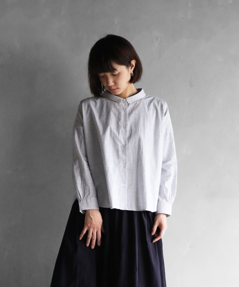 HUIS |コードレーンワイドブラウス（トップ糸グレー）【レディス】U102