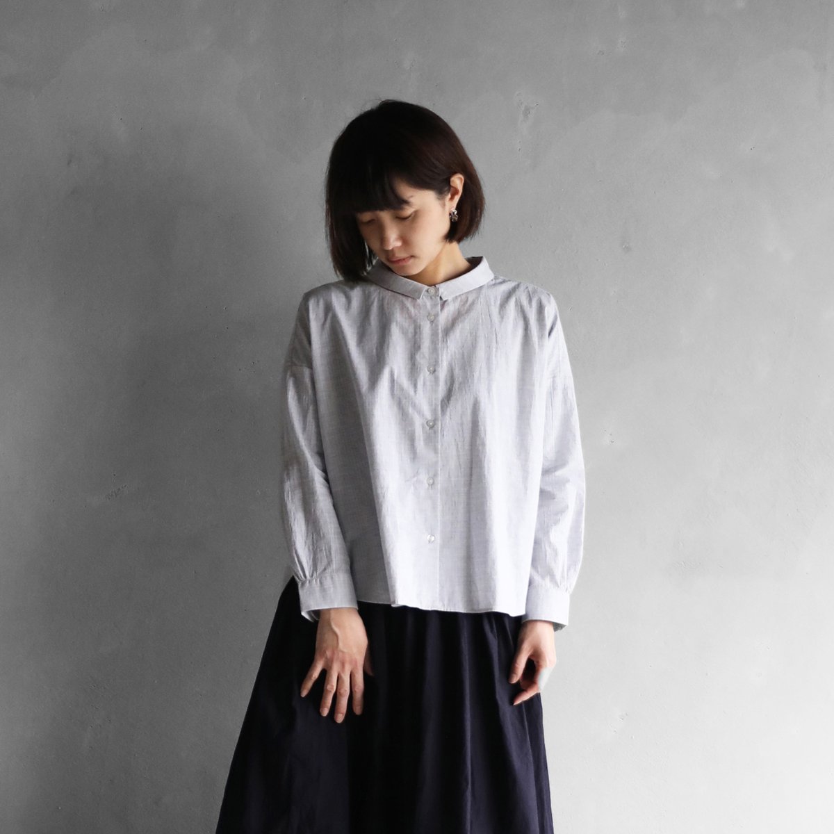 HUIS |コードレーンワイドブラウス（トップ糸グレー）【レディス】U102