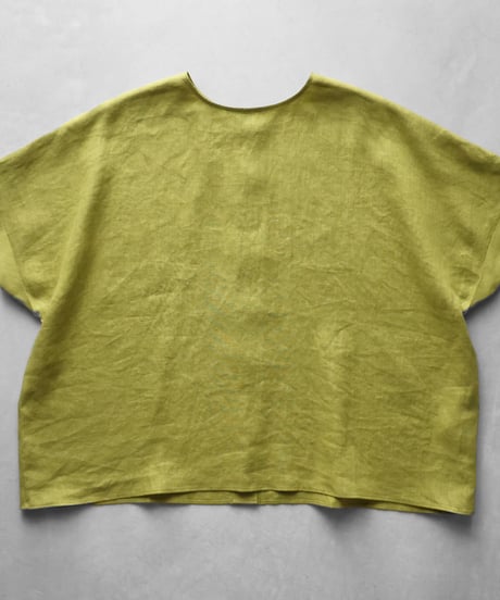 HUIS |シャトルリネンバッグボタン2way半袖ブラウス（ライムグリーン）【レディス】U615