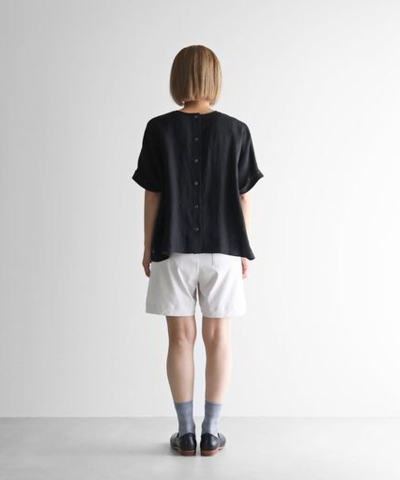 huis 512-H08-09BLKバフクロス セミワイドパンツ ブラック