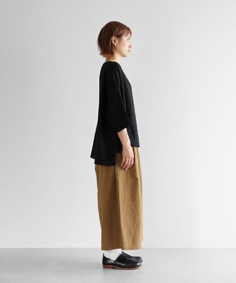 HUIS | やわらかシーチングコットンスカートパンツ（ブラウンストライプ）【レディス】505