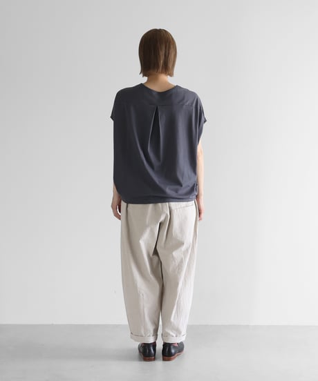 HUIS |［HUIS in house］SUVIN COTTONフレンチスリーブコクーンカットソー（ダークグレー）【レディス】CS108