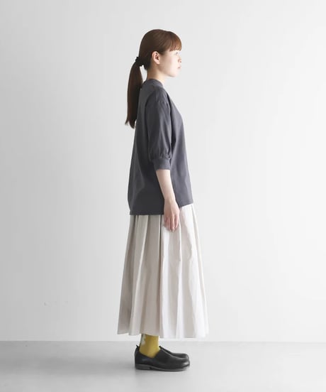 HUIS |［HUIS in house］SUVIN COTTON5分袖リブカットソー（ダークグレー）【レディス】CS106