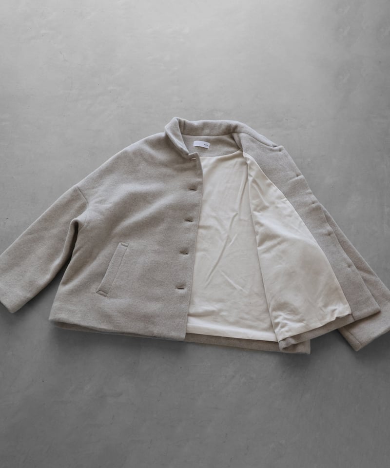 HUIS×尾州”縮絨ウールフランネルワイドショートコート