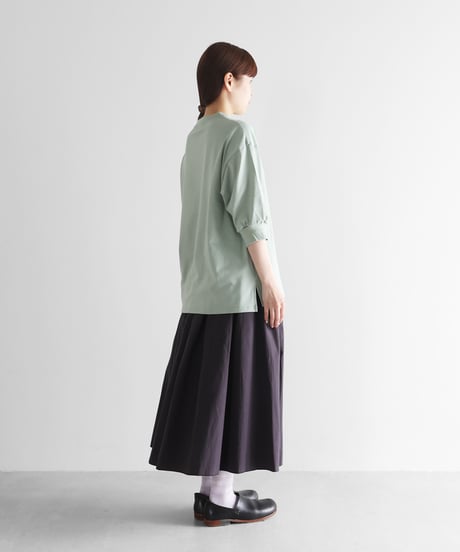 HUIS |［HUIS in house］SUVIN COTTON5分袖リブカットソー（ジェラートグリーン）【レディス】CS106