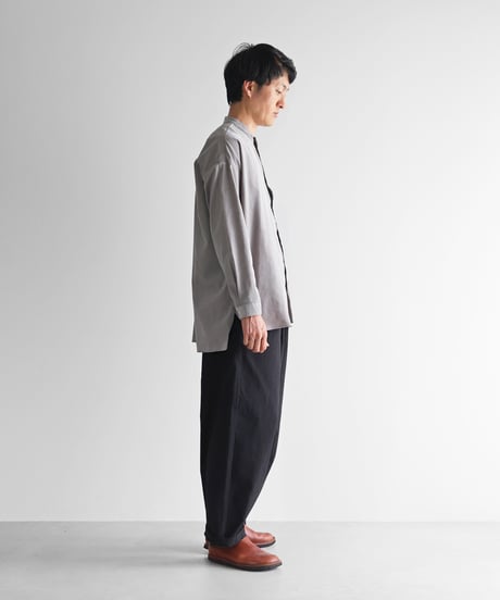 HUIS | みじんコールバンドカラーオーバーシャツ（アッシュグレー）【ユニセックス】015