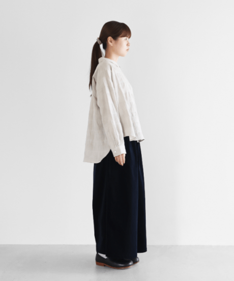 HUIS |   シャトルベルベッティーン(別珍)スカートパンツ（ダークネイビー）【ユニセックス】505